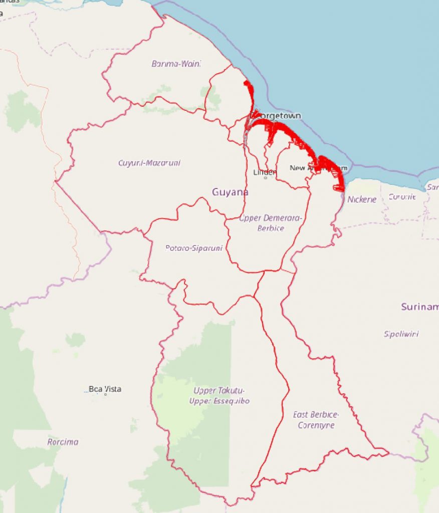 Map Of Guyana Showing Towns Thematic Mapping At The Rdc, Ndc And Village Levels In Guyana - Guynode's  Blog