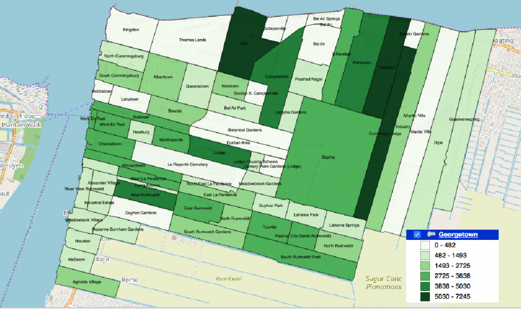 Street Map Of Georgetown Guyana Urban Thematic Mapping In Guyana - Guynode's Blog